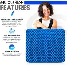 Gel Seat Cushion For Long Sitting Pressure Relief For Back, Sciatica, Coccyx, Tailbone Pain – Wheelchair Cushions, Car And Truck Seat Cushion, Chair Pad For Office Chairs - Egg Sitter - Màu xanh lam - Xem 4