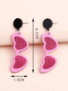 1pair Valentine'S Day Color-Block Heart Shaped Sunglasses Design Earrings For Women - Multicolor - View 2