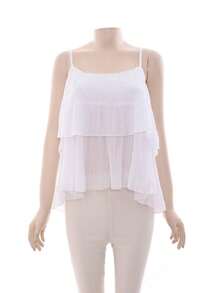 Tops de tirantes unicolor a capas para mujer - Blanco - Ver 2