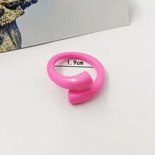 1pc Enamel Open Circle Ring, Rose Red Zinc Alloy Ring, Uncommon Design, Suitable For Women's Daily Wear - Hot Pink - View 6