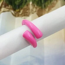 1pc Enamel Open Circle Ring, Rose Red Zinc Alloy Ring, Uncommon Design, Suitable For Women's Daily Wear - Hot Pink - View 3