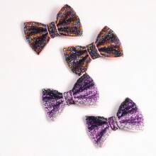 4 件女孩时尚个性化蝴蝶形发夹，配彩色丝带和金线，适合日常佩戴，灵感来自电影明星 - 彩色 - 查看 2