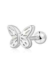 1 件 S925 純銀鏤空蝴蝶耳環/軟骨耳針適合男女日常佩戴、派對、生日、節日禮物
