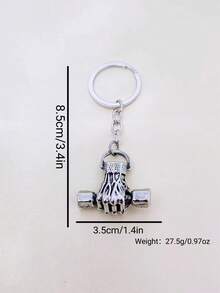 時尚復古單手啞鈴鑰匙扣鑰匙圈吊墜 - 黑與白 - 查看 4