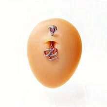 1只時尚不銹鋼蝙蝠肚臍釦戒指,蛇型肚臍釦環,穿孔飾品 - 款式4 - 查看 4