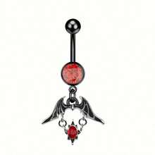 1只時尚不銹鋼蝙蝠肚臍釦戒指,蛇型肚臍釦環,穿孔飾品 - 款式4 - 查看 7