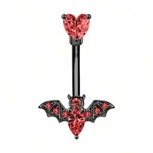 1只時尚不銹鋼蝙蝠肚臍釦戒指,蛇型肚臍釦環,穿孔飾品 - 款式4 - 查看 6