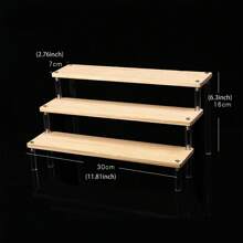 1個3層壓克力展示架,木製升高台,可用於展示櫥窗、工藝品市集、蛋糕攤位、甜點桌或展示珠寶等其他飾品製作展覽,亦可置放古龍化妝品 - 3層-30cm - 查看 2