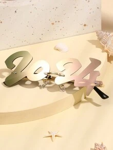 1入數字印花多色通用派對眼鏡,適用於街拍、舞會和時裝秀 - 彩色 - 查看 2