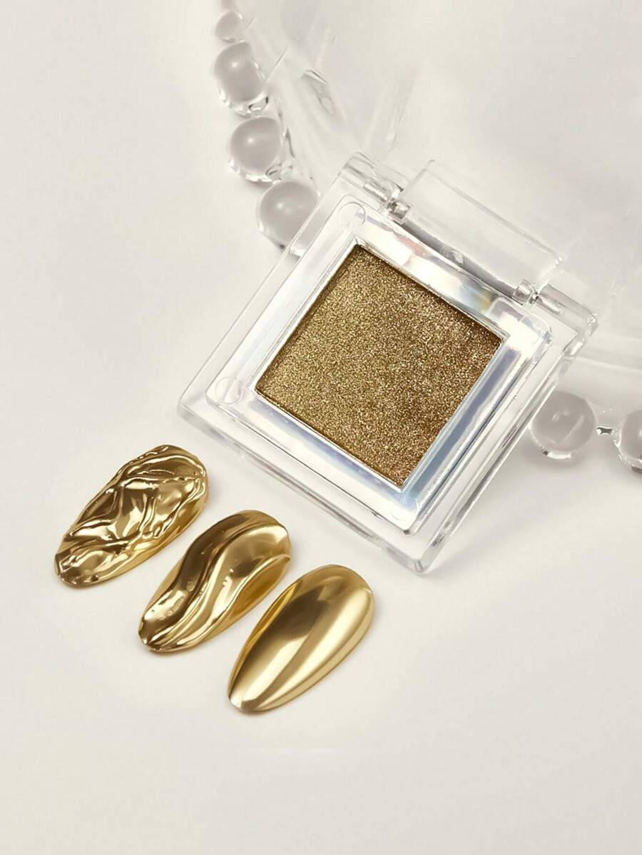 1 Set Manicure Solid Color Magnetic Mirror Powder Unicorn Aurora Powder, Galaxy Gray, Champagne Gold, Sapphire Blue, Rose Gold, Ultra Shiny, Glass Flake, Comes With 1 Polish Brush Applicator, Suitable For Nail Salon Or DIY At Home Nails