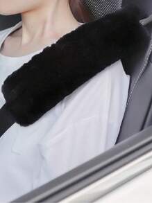 2入組毛絨安全帶肩墊 - 黑色 - 查看 1