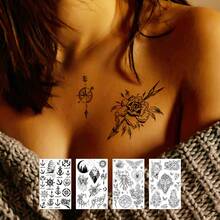 4 Half Arm Temporary Tattoos Sleeve Tattoos Waterproof Realistic Long Lasting Temporary Tattoos For Women Fake Tattoos - Multicolor - View 1