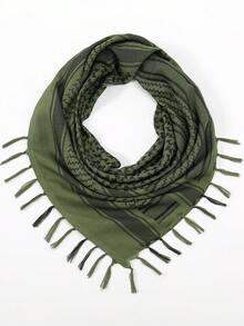 1入女士戶外迷彩風沙巾附流蘇,防風保暖迷彩風沙巾 - 綠色 - 查看 4