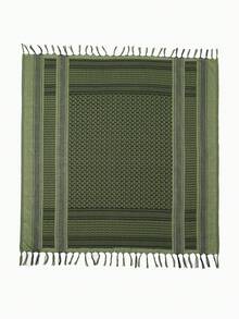 1入女士戶外迷彩風沙巾附流蘇,防風保暖迷彩風沙巾 - 綠色 - 查看 5