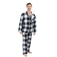 Famjams Mens Flannel Pajamas 2 Piece Christmas Pajama Set (Size Small-XXX-Large) - Kẻ sọc đen/trắng - Xem 2