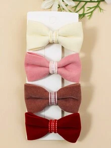 4pcs/Set Solid Color Butterfly Shaped Hairpin Set For Kids, Suitable For Daily Use - Multicolor - View 1