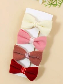 4pcs/Set Solid Color Butterfly Shaped Hairpin Set For Kids, Suitable For Daily Use - Multicolor - View 3