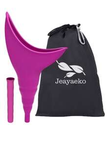 Portable Women's Emergency Standing Urination Device, Silicone Urinal Funnel With Tube, Purple-Red - Purple Red - View 1