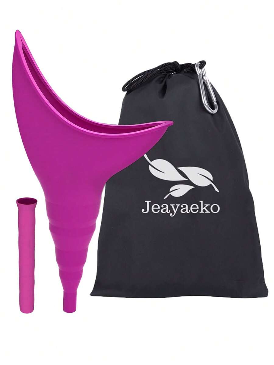 Portable Women's Emergency Standing Urination Device, Silicone Urinal Funnel With Tube, Purple-Red - Purple Red - View 1
