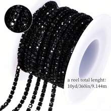 10 Yards/Roll Claw Chain Electroplated Diamond Chain, Crystal Rhinestones Close Chain For Party Dress Decor, Christmas Decoration, Clothing Accessories, DIY Nail Art, Phone Case Decoration - Dark Purple - View 12