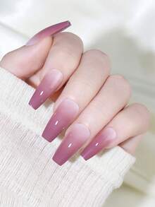 120pcs/Bag Transparent Sanding False Nails With Pre-Glue Long Stiletto Wearable Full Cover Sanding Manicure Nails - Clear - View 5