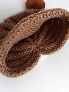 1 Miếng Gấu Hoạt hình Dệt kim Tai Sự bảo vệ Mũ Đối với Trẻ em , Mùa thu Và Mùa Đông , Em bé Trẻ sơ sinh Mũ Beanies Mũ lưỡi trai - Cà phê nâu - Xem 4