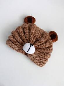 1 Miếng Gấu Hoạt hình Dệt kim Tai Sự bảo vệ Mũ Đối với Trẻ em , Mùa thu Và Mùa Đông , Em bé Trẻ sơ sinh Mũ Beanies Mũ lưỡi trai - Cà phê nâu - Xem 2