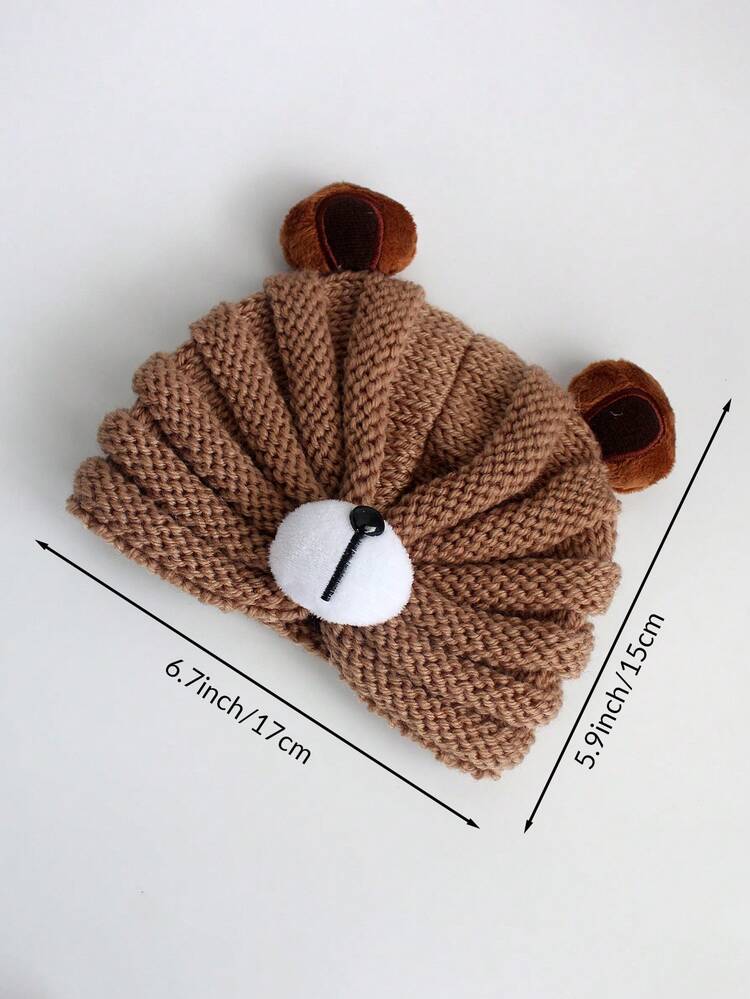 1 Miếng Gấu Hoạt hình Dệt kim Tai Sự bảo vệ Mũ Đối với Trẻ em , Mùa thu Và Mùa Đông , Em bé Trẻ sơ sinh Mũ Beanies Mũ lưỡi trai - Cà phê nâu - Xem 5