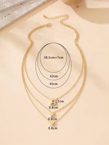 1pc Simple Metallic Heart, Star, Letter Detail Multi-Layered Women'S Necklace, Perfect For Valentine'S Day Dating Gift - Yellow Gold - View 4