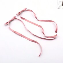 2入組女士髮箍,黑色流蘇緞帶蝴蝶結/飾帶髮夾,實心緞帶小長尾,可愛的髮飾配件 - 粉色 - 查看 2