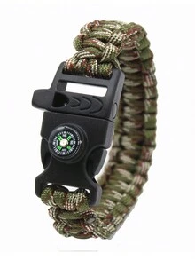 1 件男士多功能編織手鍊,附 7 芯降落傘繩,戶外求生應急口哨腕帶 - 彩色 - 查看 2