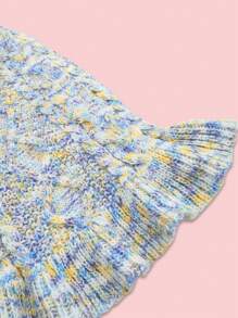 寵物貓狗冬季居家保暖電纜編織提花針織羊毛衣服和裙子 - 藍色 - 查看 9