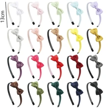 1pc Solid Color Bow Hairband For Children, Handmade Cute Princess Headband With Pleats For Hair Decoration