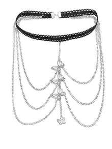 1條銀色腿鏈,女性誇張性感蕾絲彈性繩蝴蝶蜘蛛甲蟲動物腿鏈禮物 - 銀色 - 查看 4