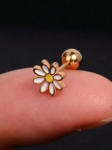 1对精致雏菊耳环，女士清新小花金色耳环，耳软骨、耳垂、耳廓穿孔饰品，派对礼物，情人节礼物，母亲节礼物 - 金黃色 - 查看 3