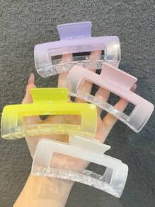 1-4入組女士極簡風格高端透明方形髮卡,適用於日常使用、外出、淋浴、造型配件 - 彩色 - 查看 3