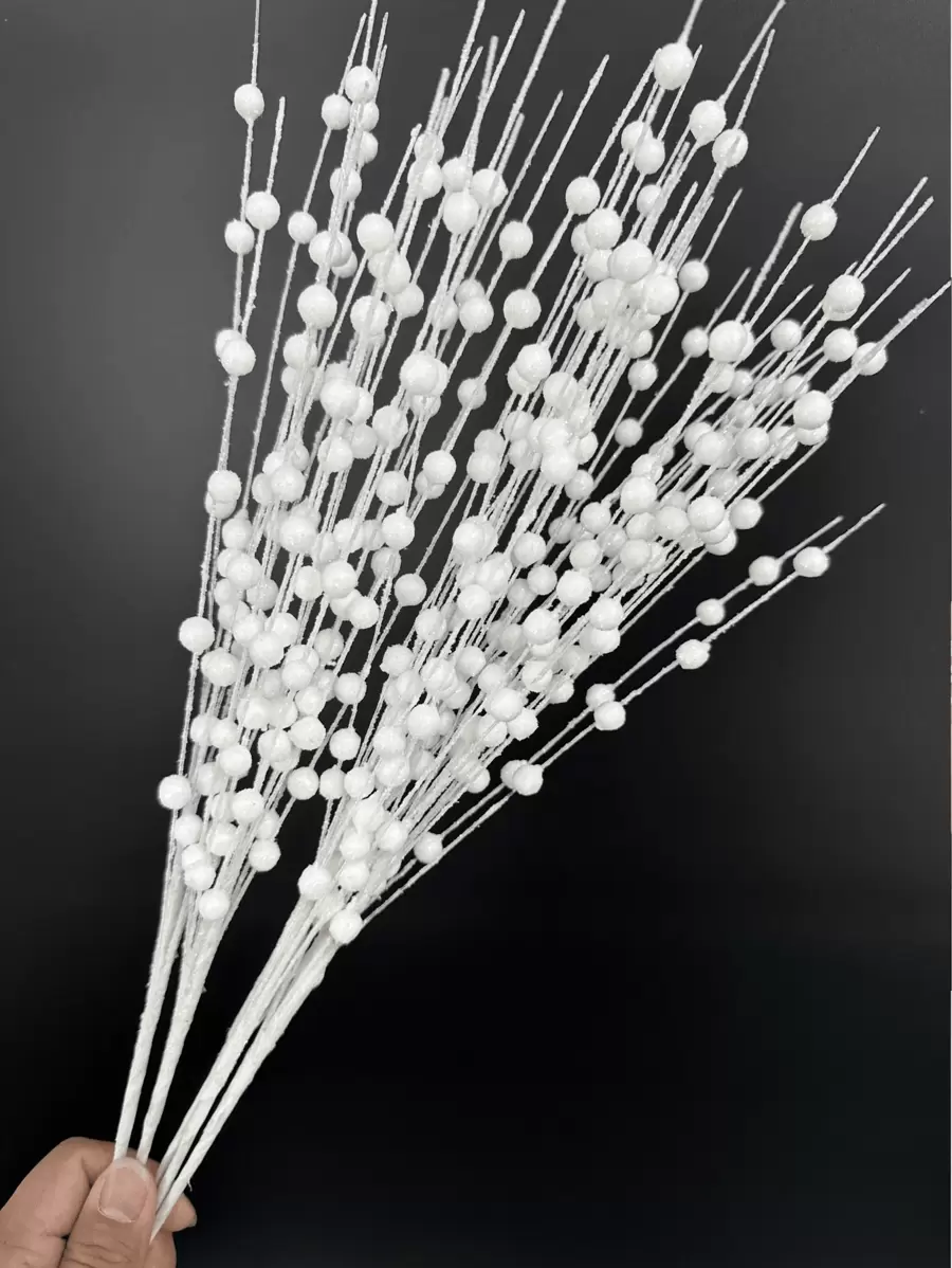 1 件/4 件/8 件白色泡沫人造花、圣诞树装饰和饰品、白色闪亮浆果花束，适用于节日婚礼派对家居室内餐桌、卧室装饰、礼物、花环、藤条 DIY 装饰配件、圣诞树和圣诞植物装饰、房间装饰