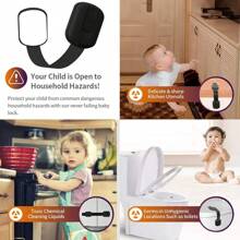 4 PCS Child Cabinet Locks, No Tools Or Drilling Required, Baby Cabinet Locks, Strong Adhesive, Multi-Purpose Locks For Drawers, Cabinets, Ovens, Toilets, Refrigerators, Cupboards(Black) - Black - View 4