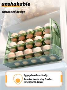 1pc,Kitchen Large Capacity Egg Fridge Storage Box - Portable Multi-Layer Egg Tray Organizer, Convenient Opening/Closing Egg Holder - One Size Fits All - View 2