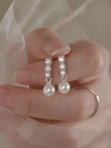 BALMORA 1 Paar elegante, hochwertige S925 Sterling Silber Perlenohrringe mit eingefassten Zirkonia- Muscheln für weibliche Geschenke