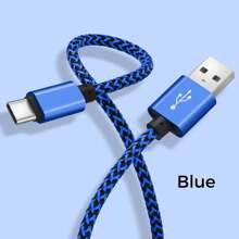 1 条 USB C 数据线快速充电尼龙编织 C 型快速充电器线兼容三星 Galaxy S10 S9 S8 S20 Plus A51 A11、Note 10 9 8、Moto Z Z3、G7 G8 Android 手机数据线 - 藍色 - 查看 6