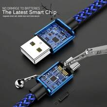 1 条 USB C 数据线快速充电尼龙编织 C 型快速充电器线兼容三星 Galaxy S10 S9 S8 S20 Plus A51 A11、Note 10 9 8、Moto Z Z3、G7 G8 Android 手机数据线 - 藍色 - 查看 3