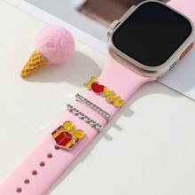 4入組禮盒愛心手錶帶環釘,可愛鑲鑽手錶帶飾品裝飾 - 玫瑰金 - 查看 2