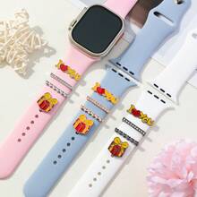 4入組禮盒愛心手錶帶環釘,可愛鑲鑽手錶帶飾品裝飾 - 玫瑰金 - 查看 1