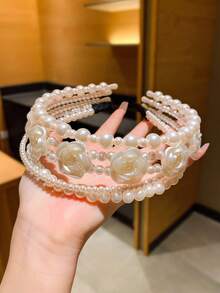 3入組女孩可愛且多用途的人造珍珠細節髮夾 - 白色 - 查看 6