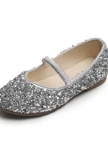 1雙女童跳舞鞋,閃爍pu面料鞋面,後帶設計,tpr鞋底,柔軟舒適鞋墊,適合春秋新款芭蕾舞鞋,適用於室內外3-12歲 - 查看 7