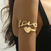 1 件簡單愛與你好與數字 2024 年與心形與幾何形狀設計女式臂環,時尚可調式袖口手鍊