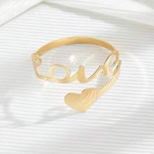 1 件簡單愛與你好與數字 2024 年與心形與幾何形狀設計女式臂環,時尚可調式袖口手鍊