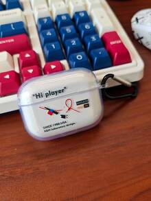 1pc Creative Red Shoelace Style Earphone Case With Hook, Compatible With Airpods 1/2/3/Pro/Pro2 - Multicolor - View 3