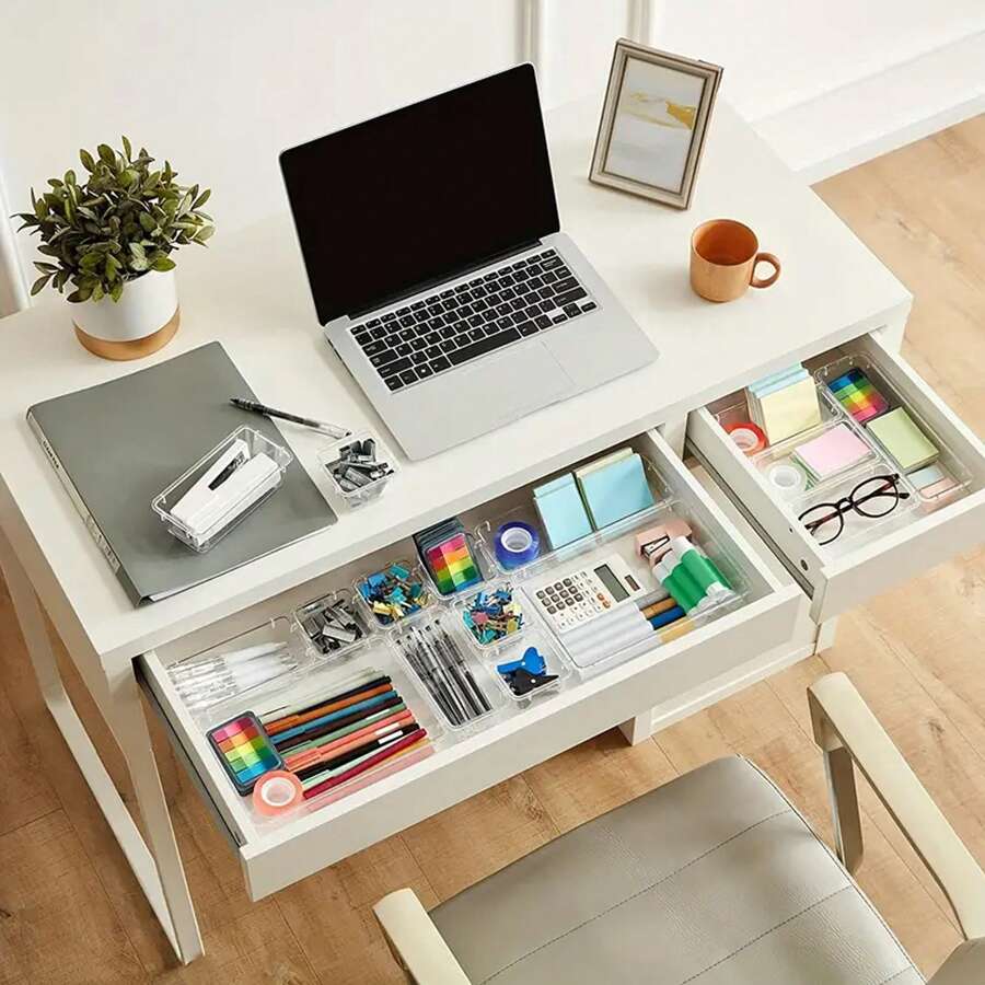 4入組,8入組,13入組,25入組透明寵物桌面收納盒,多功能組合抽屜式收納盒,適用於廚房櫃台,梳妝台,浴室櫥櫃,辦公桌等 - 無色 - 查看 1